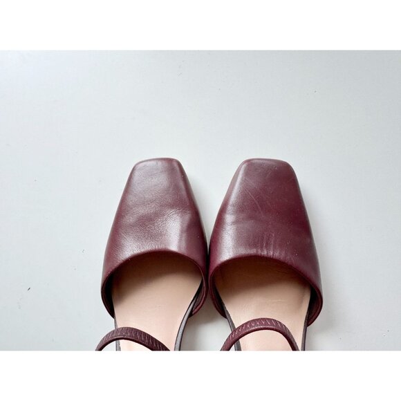 ALDO Afean Dark Brown Burgundy Leather Square Toe Slip On Mules Slides, Size 7 - Picture 5 of 12